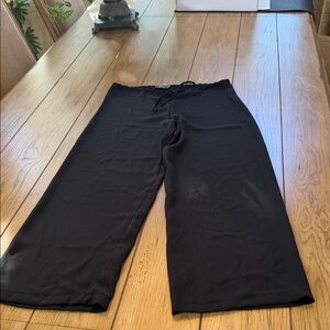 Black Wide-Leg Pants Bathing Suit Coverup with drawstring